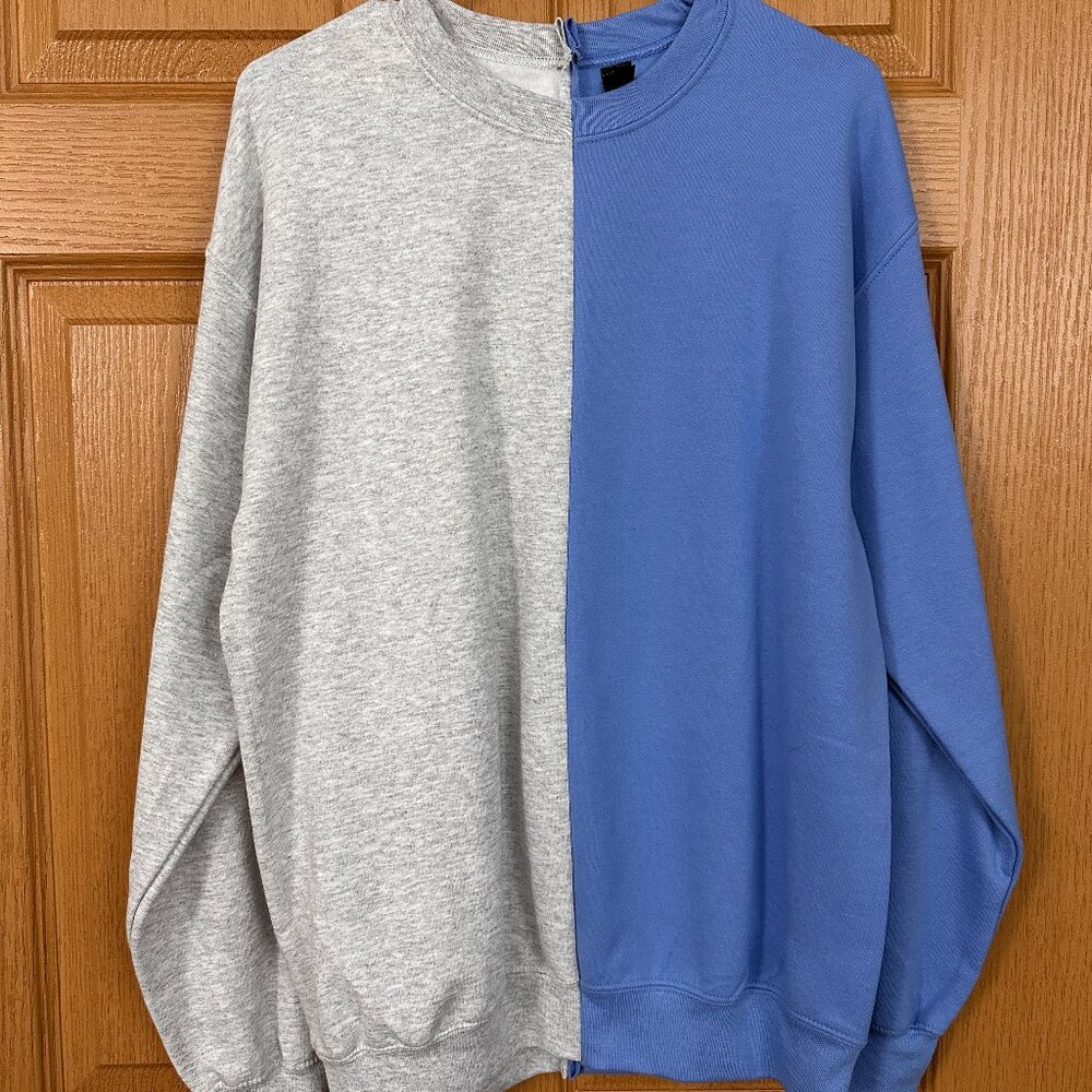 Two-Tone Gray and Blue Sweatshirt